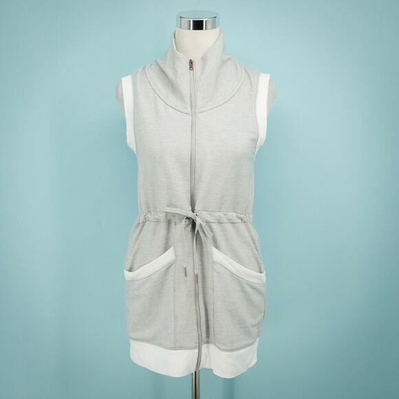 Calia Carrie Underwood Size Small S Bahia Zip Drawstring Waist Gray Tunic Vest - Picture 1 of 6